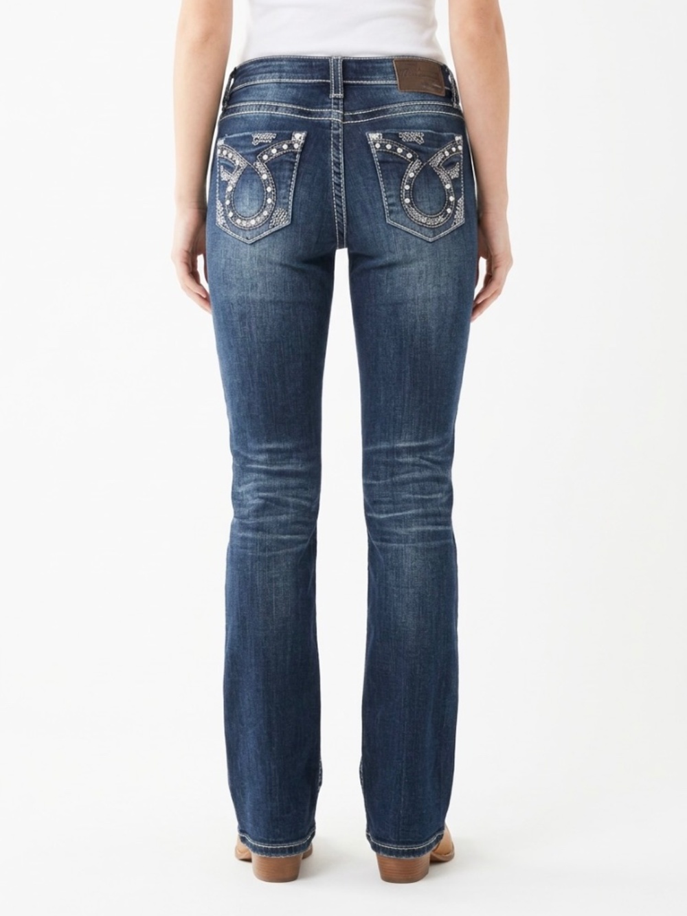 👖BIG STAR • Maddie Boot Jeans 27R Dark Wash Studded Embroidered Western
